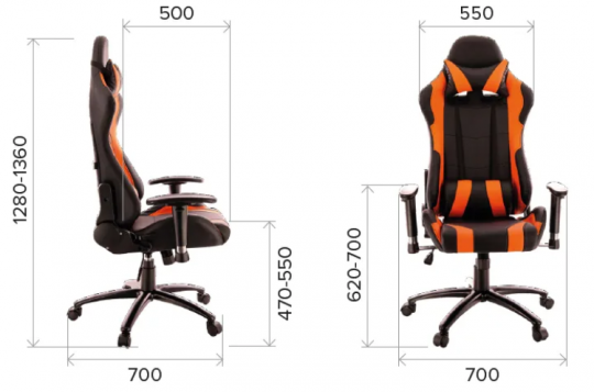 Кресло Everprof Lotus S2 Экокожа Черный/Оранж - 4